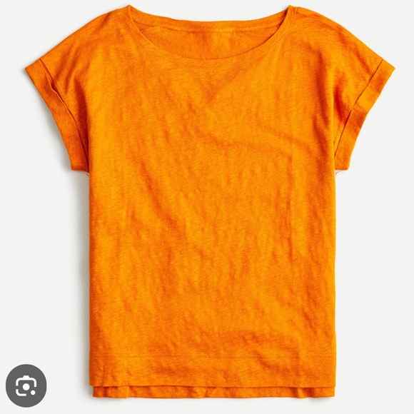 J Crew Linen Rolled-Cuff  Crewneck T-Shirt - Picture 1 of 5